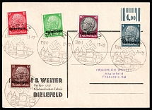 1940 (19 Oct) Lorraine, German Occupation, Germany, Postcard from Metz to Bielefeld franked with 4pf, 5pf, 10pf, 12pf and 60pf (Mi. 2 - 3, 6 - 7, 14, CV $110)