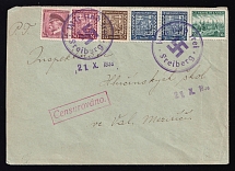 1938 (21 Oct) Occupation of Sudetenland, Germany, Censorship, Cover, Freiberg (Special Cancellation)