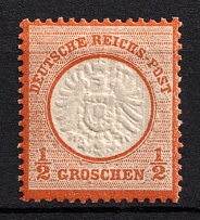 1872 1/2gr German Empire, Large Breast Plate, Germany (Mi. 18, CV $70)