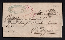 1851 Cover to Odessa from Marseille, France