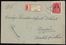 1940 (11 Oct) Hungary, Registered Cover from Velykyi Bereznyi (now Ukraine) to Uzhhorod (now Ukraine) franked with 70f