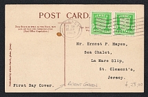 1942 (29 Jan) Jersey, German Occupation, Germany, Postcard, First Day Cover (Mi. 1 y, Pair, CV $40)