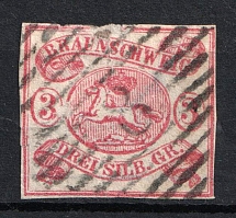 1862 3sgr Braunschweig, German States, Germany (Mi. 12 A, Used, CV $360)