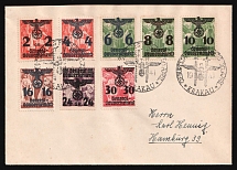 1941 General Government, Germany, Cover from Krakov to Hamburg franked with Mi. 17 - 23, 34 (Canceled, CV $110)