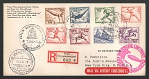 1936 (1 Aug) Germany, Hindenburg airship airmail Registered cover from Berlin to New York (United States), Flight to North America 'Frankfurt - Lakehurst' (Franked with Full set of Olympic stamps, Sieger 428 D, CV $360)