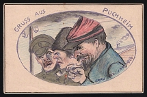 1914-18 'Greetings from Puchheim' WWI European Caricature Propaganda Postcard, Europe