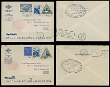 Worldwide Air Post Stamps and Postal History - Netherlands - 1934 (October 20-26), KLM London - Melbourne Air Race, 4 covers posted into the mail at Amsterdam Central Station, Bussum, Gravenhage and Groningen, each one franked by …