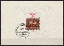 1937 Third Reich, Germany, Souvenir Sheet (Mi. Bl. 10, Special Cancellation MUNICH, CV $170)