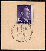 1943 General government Scott N80 with Veit Stoss Preis commemorative cancellation. Krakau
