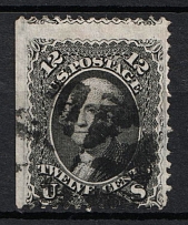 1868 12c Washington, United States, USA (Scott 97, Black, SHIFTED Perforation, Used, CV $250+)