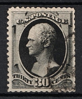 1881 30c Hamilton, United States, USA (Scott 190, Full Black, Used, CV $90)