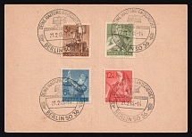 1945 (21 Feb) Third Reich, Germany, Postcard from Berlin franked with 3+7pf, 5+10pf, 6+14pf, 12+18pf (Full Set)