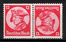 1933 12pf Third Reich, Germany, Tete-beche, Zusammendrucke (Mi. K 18, CV $50, MNH)