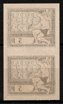1922 5r RSFSR, Russia, Pair (Zv. 59, OFFSET, Thick Paper 0,09 mm, Certificate, MNH)