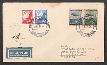 1936 (25 Nov) Germany, Hindenburg airship airmail cover from Frankfurt to Rio de Janeiro (Brazil), Flight to South America 'Frankfurt - Rio de Janeiro' (Sieger 447 A, CV $50)