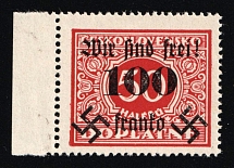 1938 100h on 50h Occupation of Rumburg, Sudetenland, Germany (Mi. 41, Margin, CV $30, MNH)