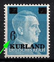 1945 6pf on 20pf Kurland, German Occupation, Germany (Mi. 3 vz II, Thin '6', Signed)