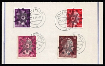 1945 PERLEBERG Local Issue 6pf - 60pf on piece, Germany, Overprint on Hitler's head (Canceled)