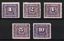 1930-32 Canada, Postage Due Stamps, Full Set (SG D9 - D13, CV $130, MNH)