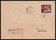 1944 (17 Mar) Jersey, German Occupation, Germany, Cover (Mi. z 739, Rare Postmark, Handstamp 'Transported by Speedboat', CV $390)