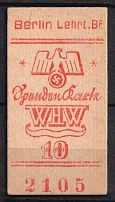 Third Reich, Germany, Berlin, 'Winter Relief of the German People (WHW)' Issue, Propaganda Label