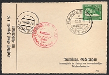 1938 (1 Dec) Sudetenland, Germany, Airmail Postcard from Frankfurt am Main to Rumburk franked with Mi. 670 (CV $60)