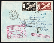 1948 Saint Pierre and Miquelon, French Colonies, First Flight, Registered Airmail cover, Saint Pierre and Miquelon - Sydney - Monreal