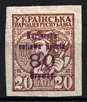 1919-20 80 hrn on 20 sh Courier-Field Mail, Ukraine