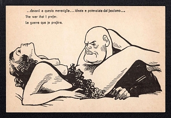 'The War that I Prefer', WWII Italy, Anti-Facism Propaganda, Mussolini Caricature, Postcard, Mint