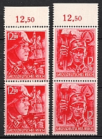 1945 Third Reich Last Issue, Germany, Pairs (Control Numbers '12.50', Perforated, Full Set, CV $240, MNH)