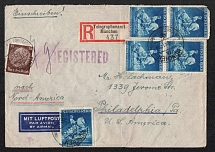 1941 (17 Mar) Third Reich, Germany, Registered Cover from Munich to Philadelphia, Airmail