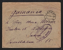 1917 (20 Oct) Russian Empire Civil War, Censored cover from Tashkent (Middle East) to Dresden with two censors postmarks Namangan and Tashkent