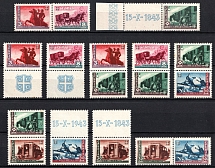 1943 Serbia, German Occupation, Germany, Se-tenants (Mi. W Zd 3 - 5, S Zd 3, S Zd 5 - 6, S Zd 8 - 9, S Zd 11 - 12, CV $50)