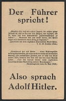 Germany Third Reich, WWII Propaganda Quotes from Hitler's Speeches