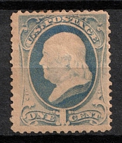 1881 1c Franklin, United States, USA (Scott 206, Gray Blue, CV $70)