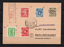 1946 Germany Soviet Russian Occupation Zone Drebkau Local Issues mixed franking R card