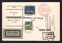 1931 (30 Apr) Sweden Airmail postcard from Malmo to Istanbul (Turkey) via Berlin then back to the sender, 1st flight Breslau - Istanbul