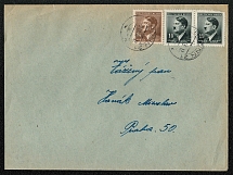 1941 Bohemia and Moravia Cover franked with a pair of Scott No. 62 and a single No. 68