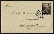 1939 Postally used cover 27 April in Stuttgart-Bad Cannstatt