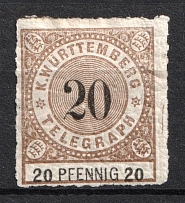 1880 20pf Wurttemberg, German States, Germany, Official Stamp (Mi. 16, CV $40)