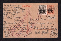 1918 Poland, German Occupation, Germany, Postcard to Moscow (Mi. 1, 4, CV $30)