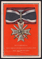 1943 (20 Oct) 'War Merit Cross', Third Reich, Germany, Military Post Postcard from Bayreuth to Loburg