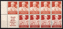 1934 Third Reich, Germany, Se-tenant, Zusammendrucke, Block (Mi. H-Bl. 102 A, CV $140)