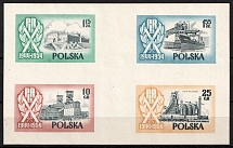 1954-55 Republic of Poland, Gutter Block of Four, Sheet, Wzor (Specimens of Fi. 748, 749, 753, 755, Mi. 889, A 890, 893, 895)