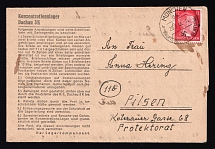 1944 12pf Dachau Concentration Camp, Censorship, Germany Postcard, Pilsen - Munich
