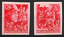 1945 Third Reich, Last Issue, Germany (Mi. 909 U - 910 U, IMPERFORATED, Full Set, CV $120, MNH)
