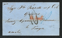 1859 Paid Letter from Feodosia (Crimea) to Genoa via Vienna