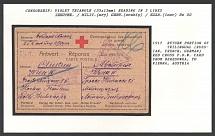 1917 Return Portion of Trilingual (Russian, French, German) Red Cross P.O.W. Card from Beresowka, to Vienna, Austria. Censorship: violet triangle (35x15 mm) reading in 3 lines