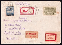 1930 (19 Sep) USSR Russia Registered Airmail cover from Moscow to Frankfurt via Berlin, paying 60k