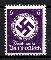 1942-44 6pf Third Reich, Germany, Official Stamp (Mi. 169 c, Black-Gray-Violet, Variety of Color, CV $110, MNH)